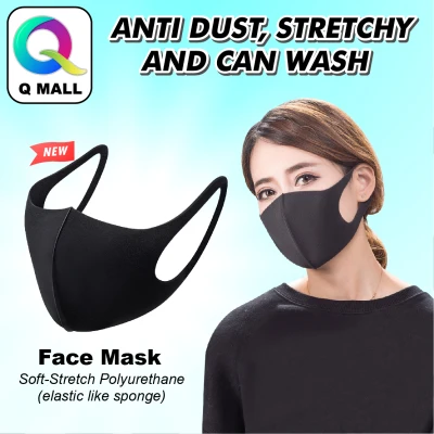 Q MALL 1pcs Face Mask Reusable Washable Soft-Stretch Polyurethane (elastic like sponge) Breathable Safety Dust-proof Anti Haze cover Black Masks for Women Men