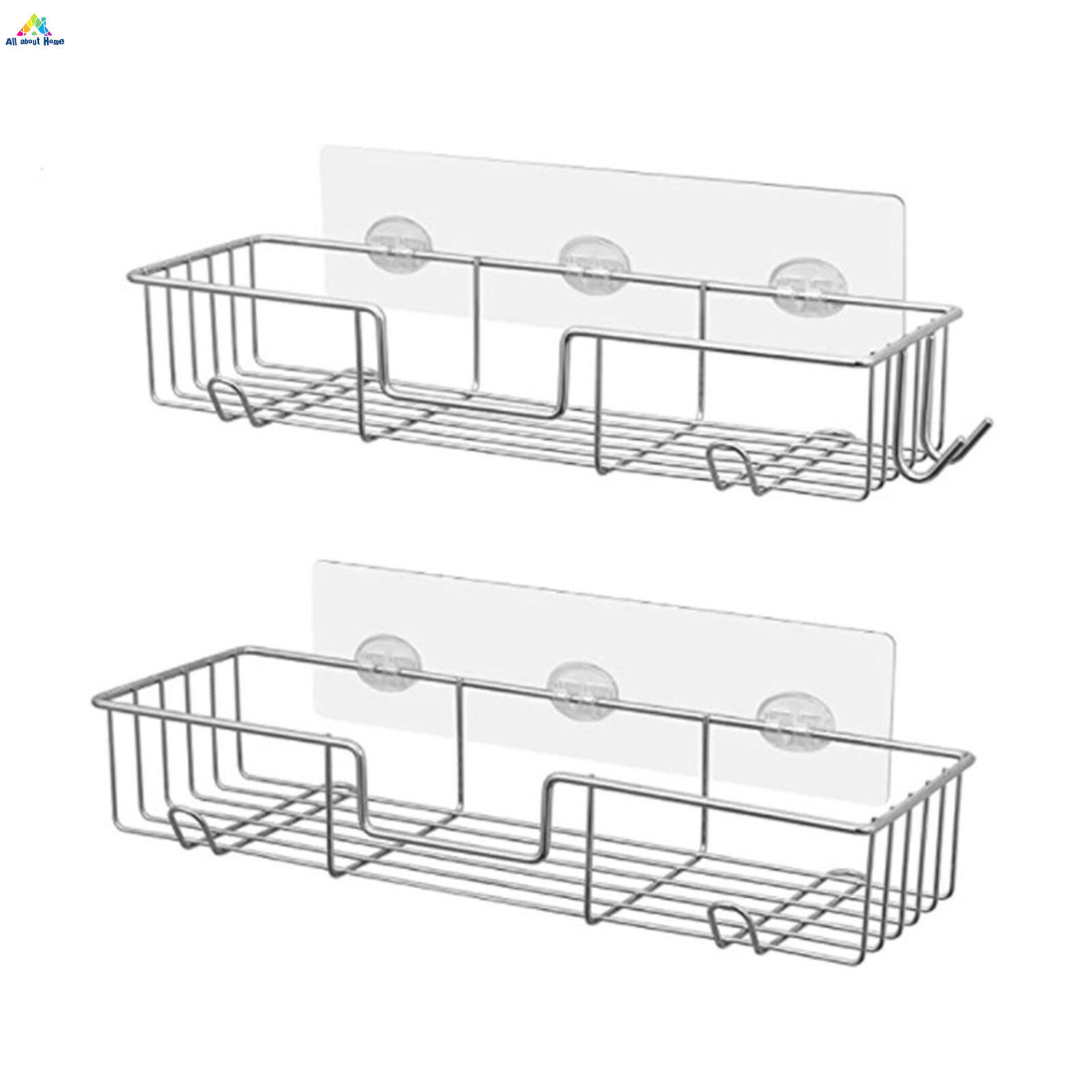 Hanging Storage Basket With Hook Punch Free Rack For Bathroom Kitchen