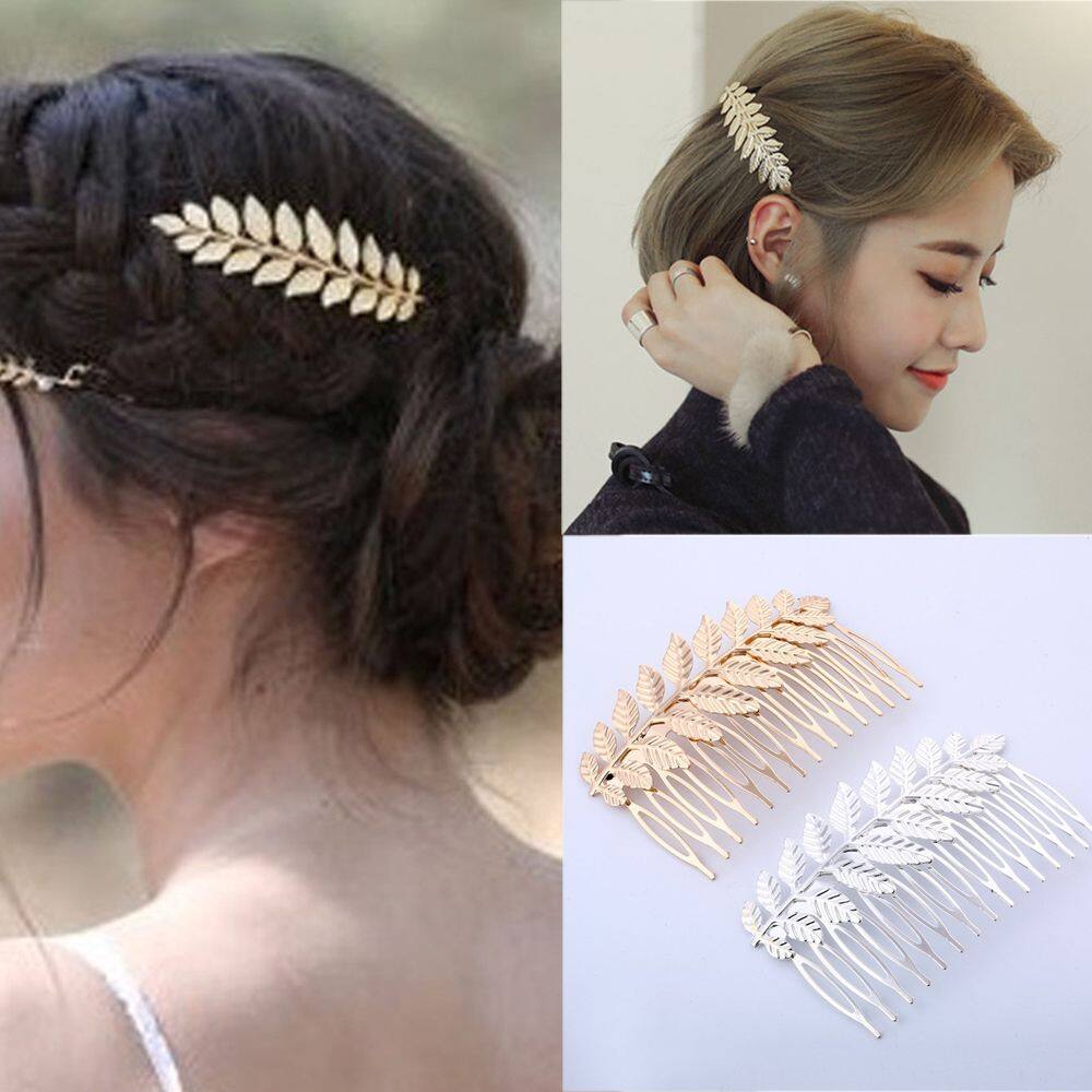 Fashion Women Leaf Hairpin Gold Silver Bobby Pin Hair Combs Plated Girl Barrettes Hair Clip Headwear