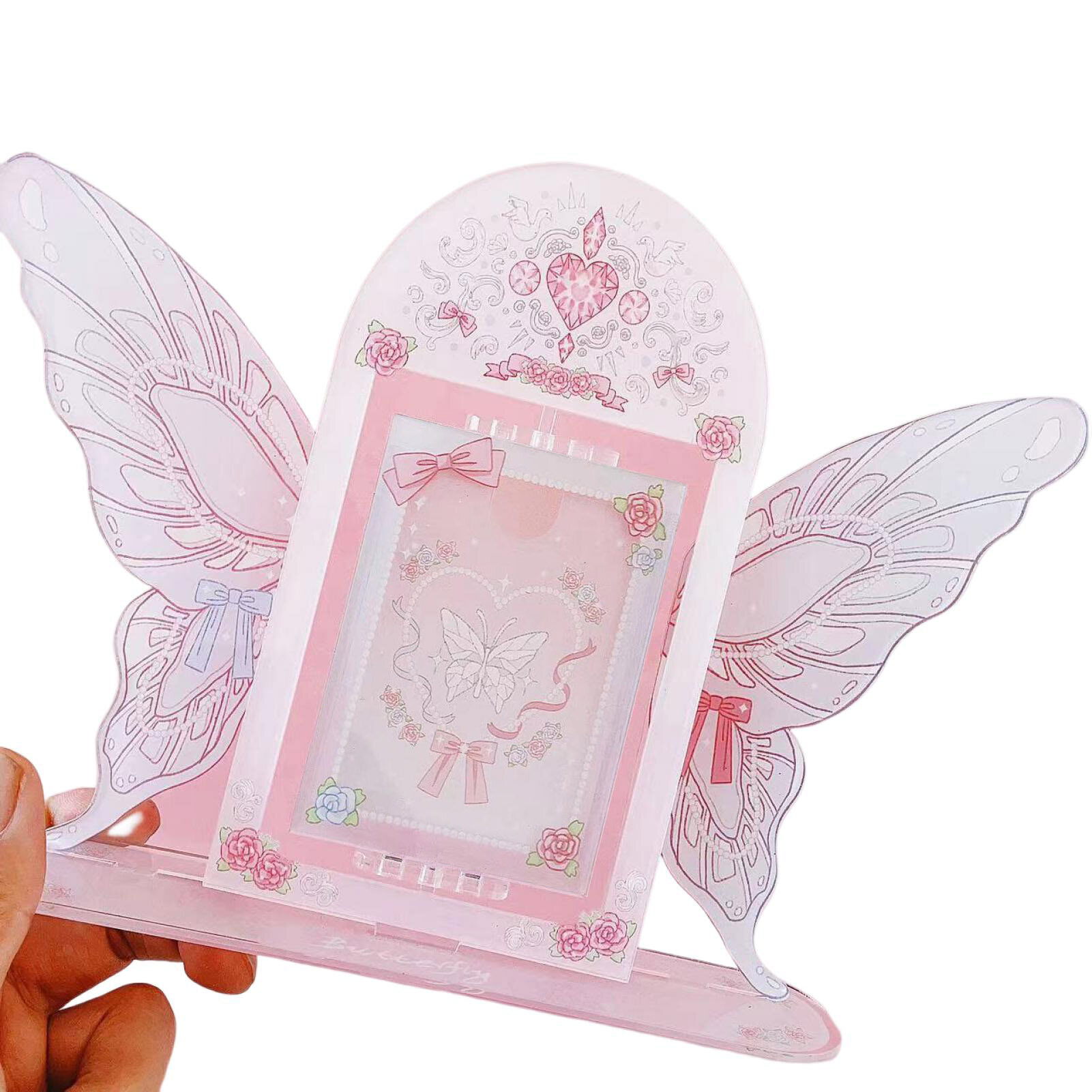 Cerdars double sides exquisite pattern bright color rotating creative photo frame butterfly display stand photo frame desktop decoration supplier photocard side stand up display
