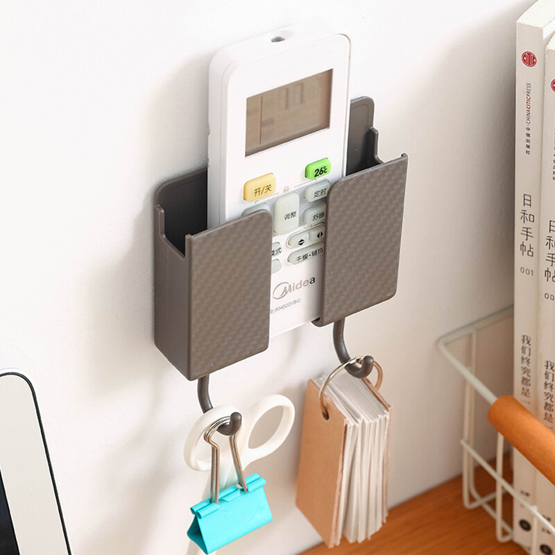 Wall Mounted Organizer Storage Box Remote Control Air Conditioner Storage Case Mobile Phone Plug Holder Stand Container Rack