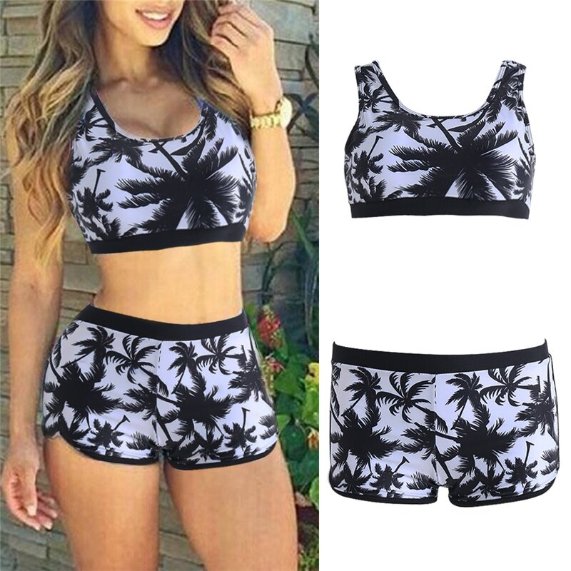 swimming crop top and shorts