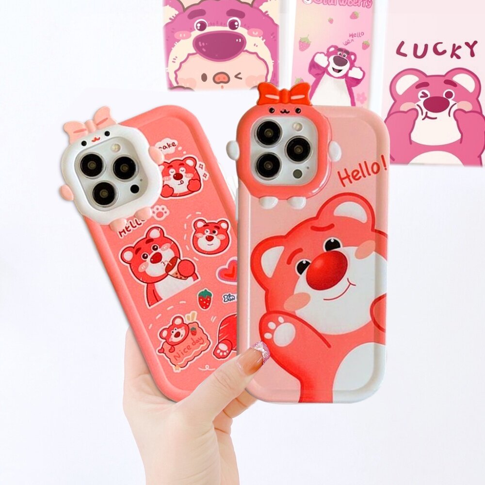 Vỏ HP Realme C53 10 Realme C55 C35 C33 C31 C30 Realme C11 9i 6i 5S 5I 7i C15 C12 C25 c21y c25y C20 C3 C17 Realme C2 C1 narzo 50A thủ dễ thương phim hoạt hình lotso dâu gấu con quỷ nhỏ ống kính ốp chống sốc