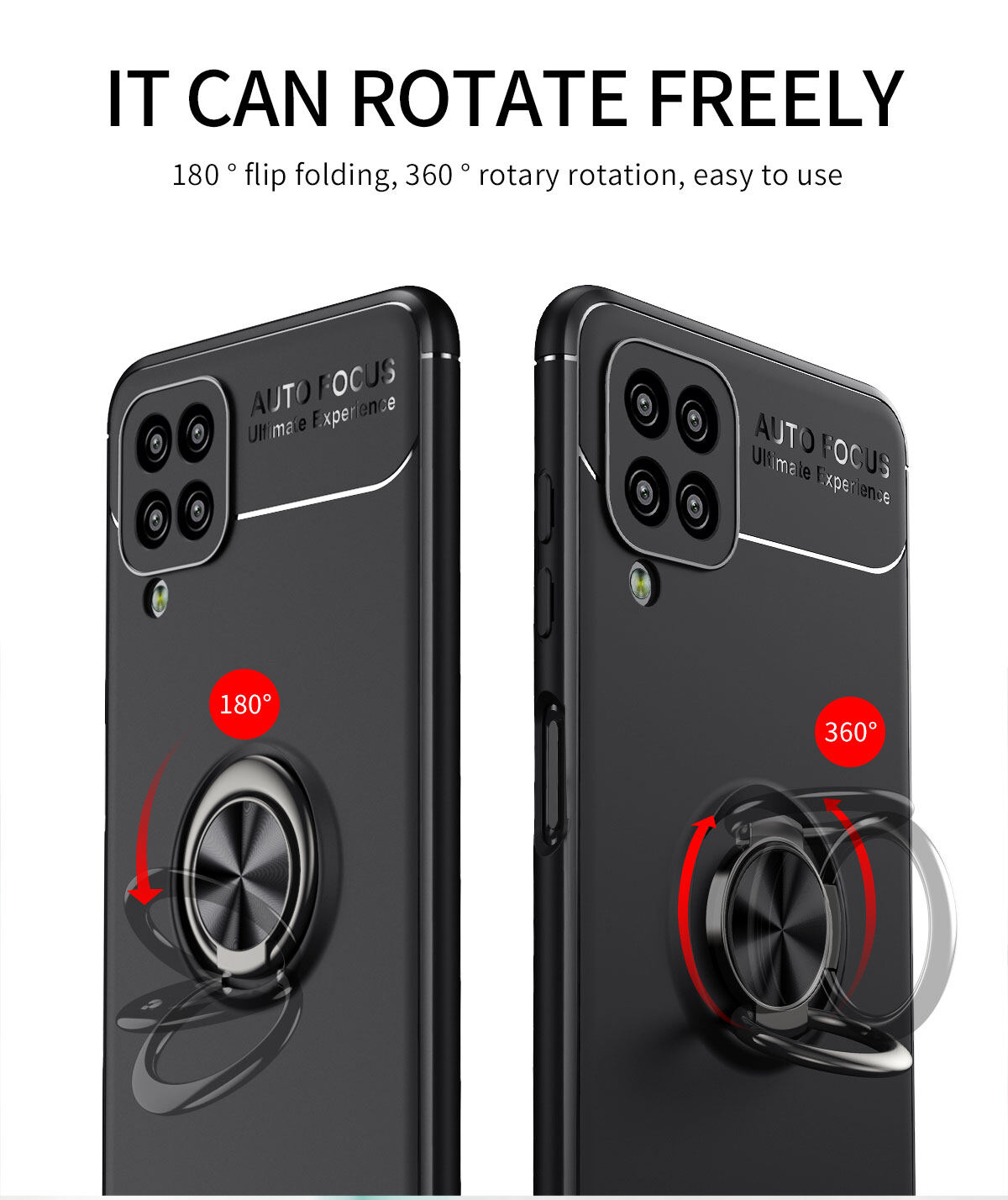 for Samsung A12 Case [Metal Ring Buckle] Soft TPU Case Back Cover Shell, with 360° Rotating Ring Holder Kickstand, Can work with Car Mount, Impact Resistant