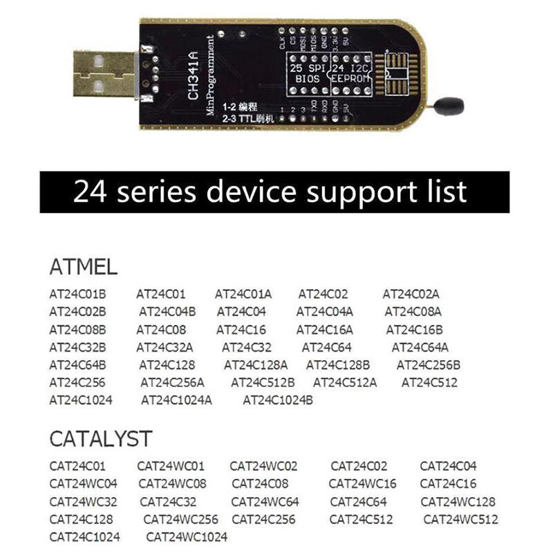 Bộ Lập Trình USB BIOS EEPROM Flash CH341A 24 25 Series Với Phần Mềm & Trình Điều Khiển