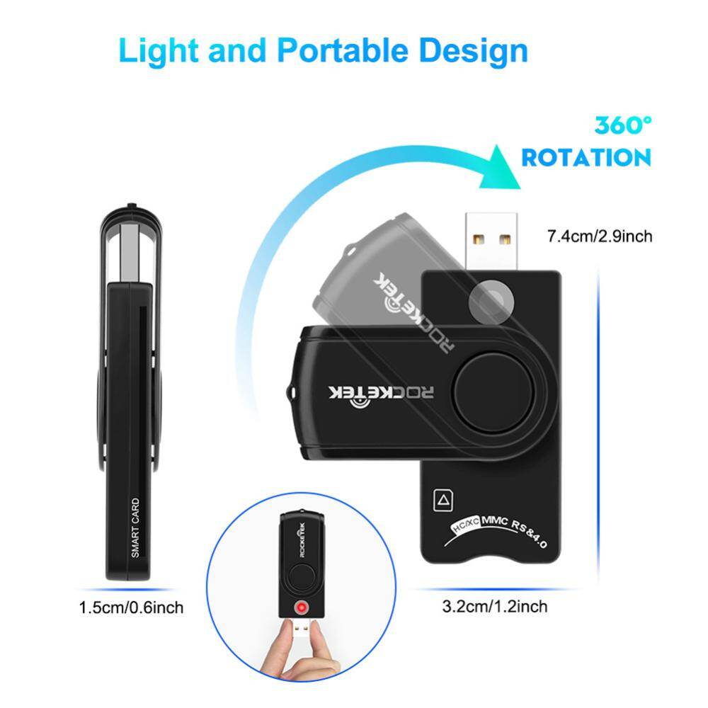 Rocketek Đầu Đọc Thẻ Thông Minh IC Khai Thuế CR310 USB 2.0 Đầu Đọc Thẻ SIM TF Chuyên Nghiệp