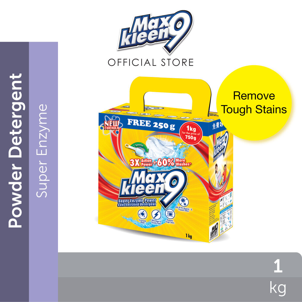 Maxkleen 9 Super Enzyme Powder Detergent 1KG Lazada