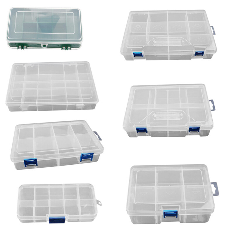 Plastic Detachable Adjustable Components Compartment Storage Organizer Parts Boxes Cases For Screws,Hardware And Crafts, Clear White