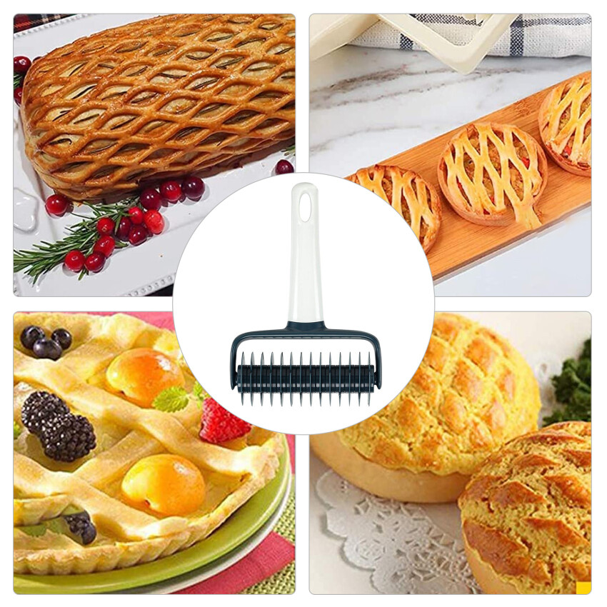 Lattice Roller Cutter, Cookie Pie Pizza Bread Pastry Crust Roller Cutter Baking Tool, Household Time-Saver Baking Pastry Tools For Pie Pizza Biscuits, Plastic Dough Lattice Cutter