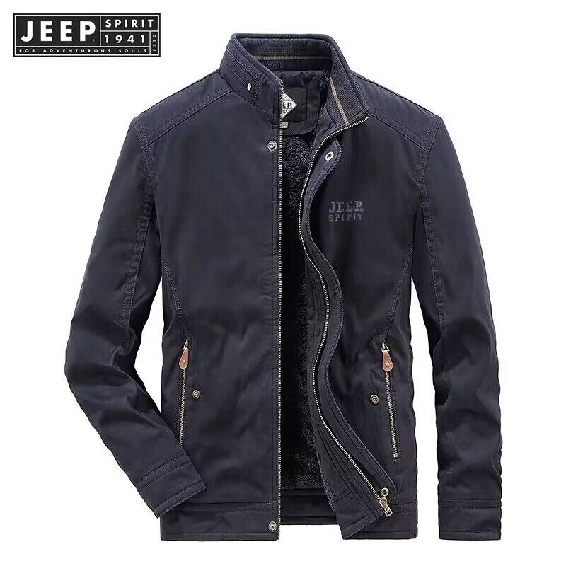 Jeep Spirit 1941 estd jacket Men's jacket Thickened plush Loose oversized jacket Men's loose cotton windproof oversized jacket