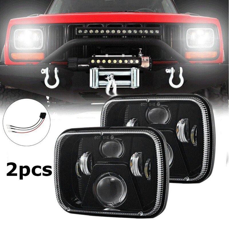 2PCS 120W 5X7 7X6ไฟฟน้า LED สำหรับ1986-1995รถจี๊ป Wrangler YJ 1984-2001เชโรกี XJ