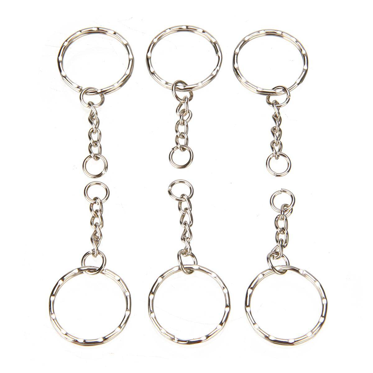 BOKALI New 50Pcs Split Ring Keychain Key Fob Connector 4 Link Chain Key-ring Silver