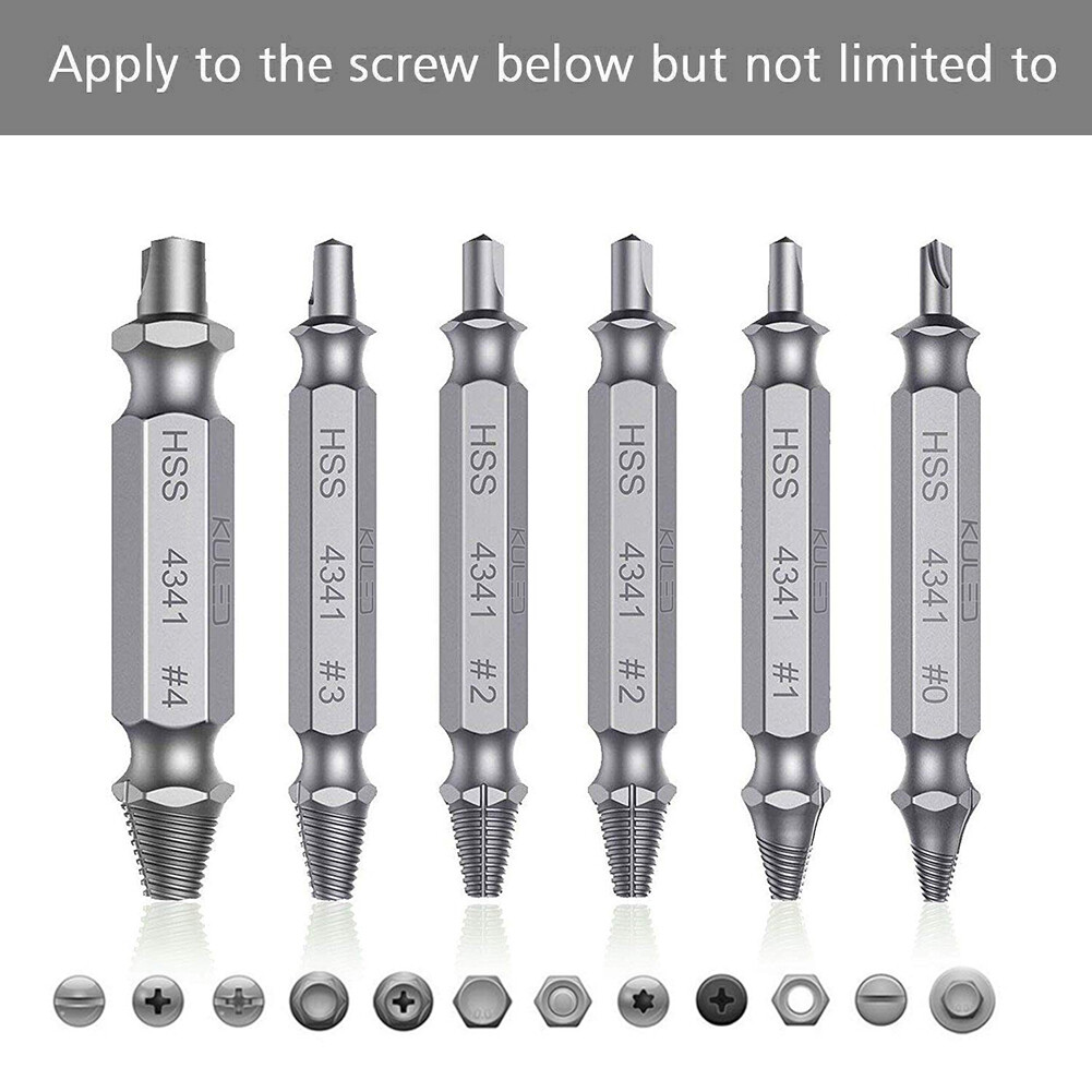 6pcs Drill Bit Kit Damaged Screw Remover Set Broken Screws Bolt Extractor