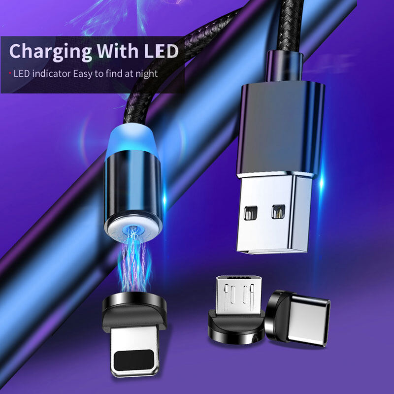 AKABEILA 2.4A Magnetic USB Cable Fast Charging Type C Cable Magnet Charger Data Charge Micro USB Type C Iphone Cable Mobile Phone Cable USB Cord