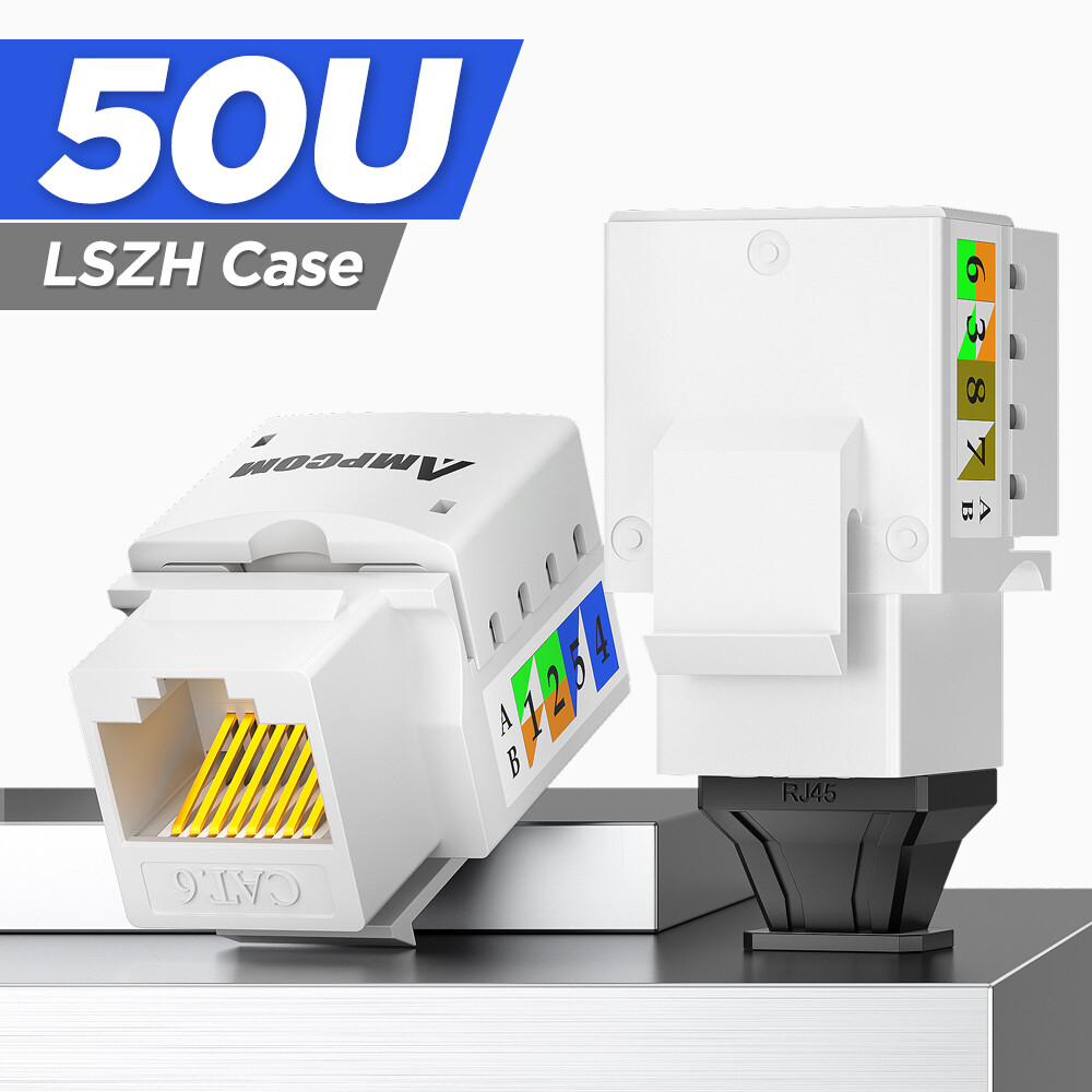 Ampcom Cat6 giắc cắm Keystone chèn 5/10 gói, 90 độ đấm xuống giắc cắm Keystone Giắc chuyển đổi sữa