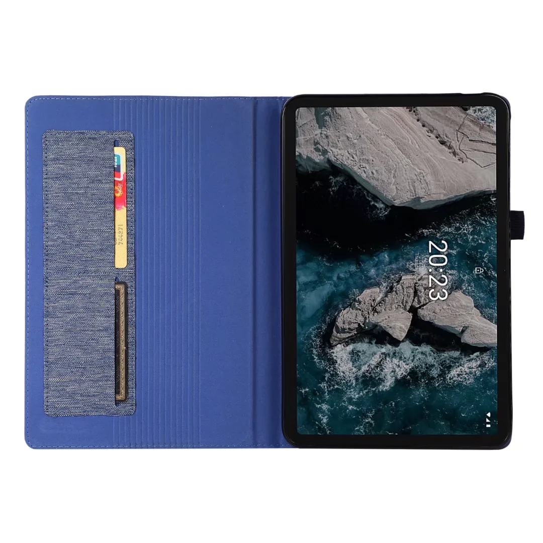 Jeans Fabric Pattern Flip Case for Nokia T20 10.4 inch Soft Stand Cover