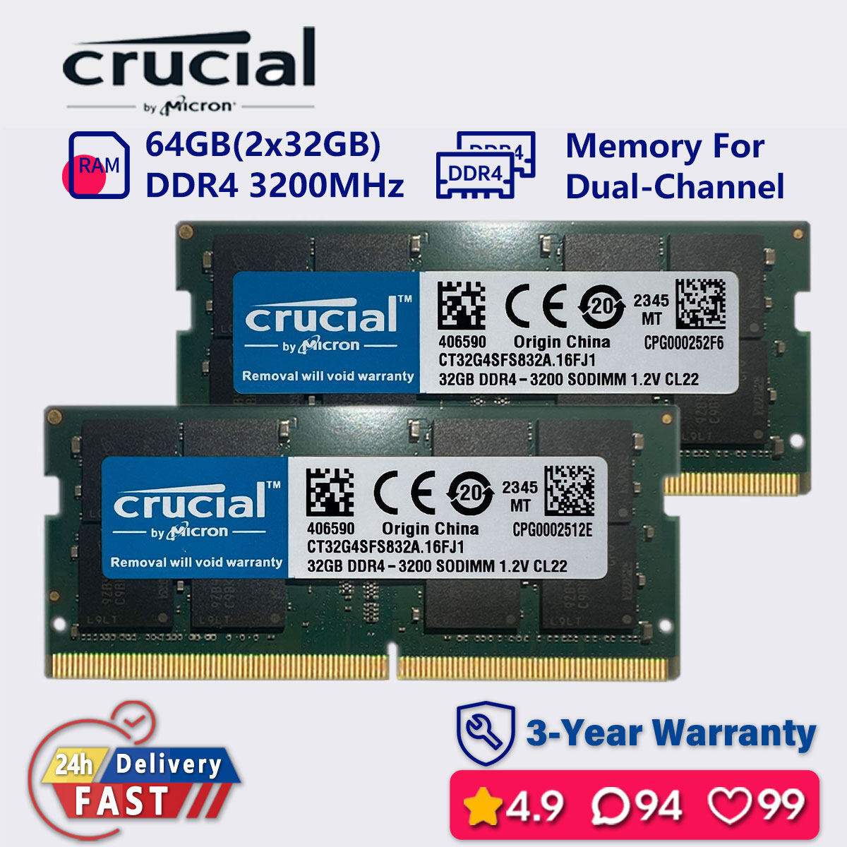 Crucial 16gb 32gb 3200 Sodimm CRUCIAL 16gb 32gb 64gb 3200mhz Ddr4
