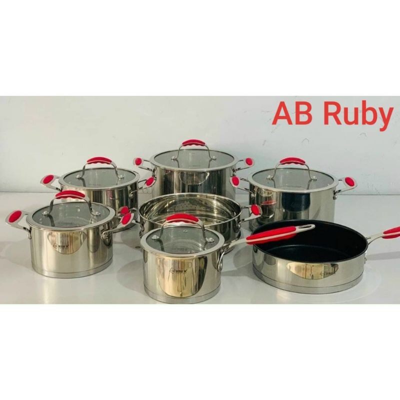 [Chính Hãng] Bộ Nồi Từ Cao Cấp Arber Ruby 7 Món Inox 304