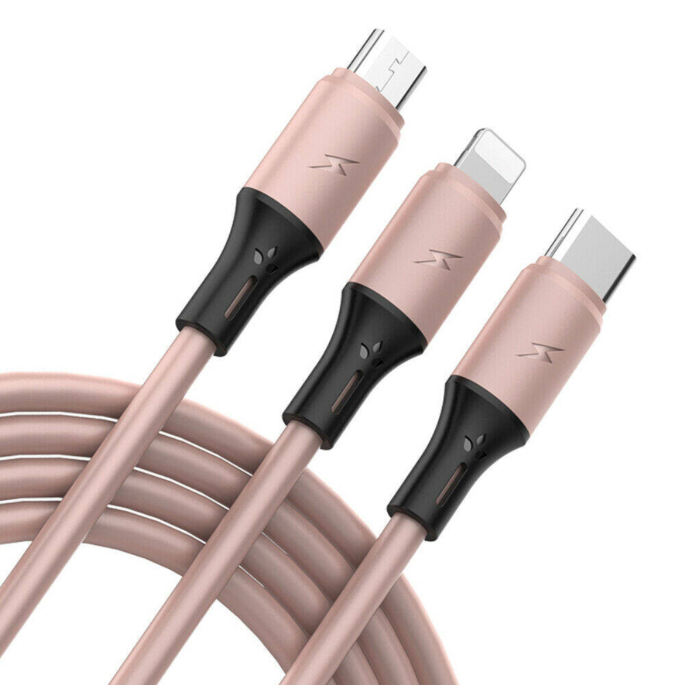 3 in 1 Data Cable Charging Cable Portable Silicone Charging Cable for Micro USB Type C iphone Samsung LeTV Xiaomi Huawei OPPO ViVo