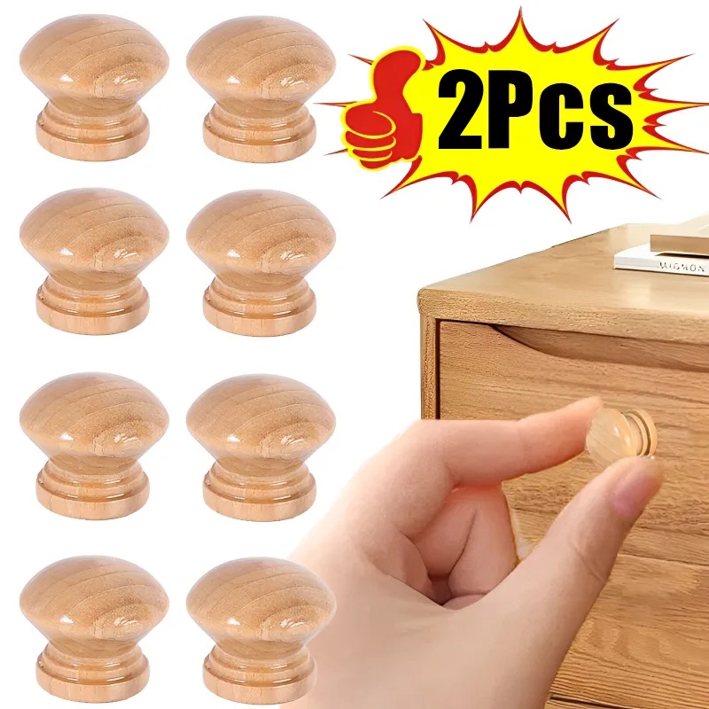 Polocat 1/2 cái núm ngăn kéo tủ quần áo tủ gỗ tự nhiên hình tròn cán bằng gỗ tay kéo cửa tay cầm nhà bếp đồ ngũ kim đồ nội thất 3 kích cỡ