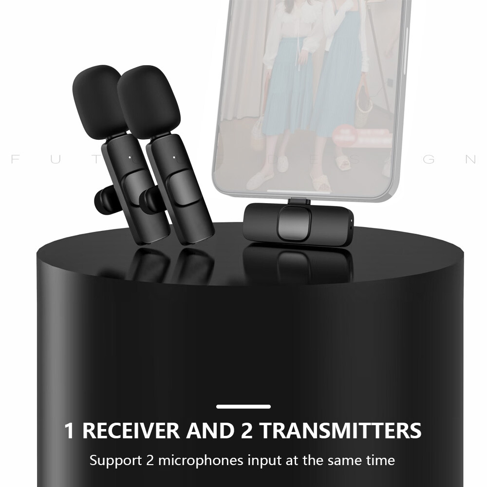 Vieline-Micro Cài Áo Kẹp Không Dây Mini Mic Đa Hướng 2 Đầu Chuyển Đổi 1 Đầu Thu Có Ống Hút Gió Cổng Type-C Thay Thế Cho Điện Thoại Thông Minh Android Trực Tiếp St-ream Phỏng Vấn Ghi Âm Hội Nghị Video Giảng Dạy Trực Tuyến