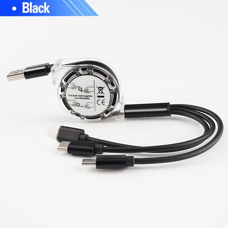 3 in 1 retractable micro usb charge cable multi usb charger cable usb c type-c universal cable