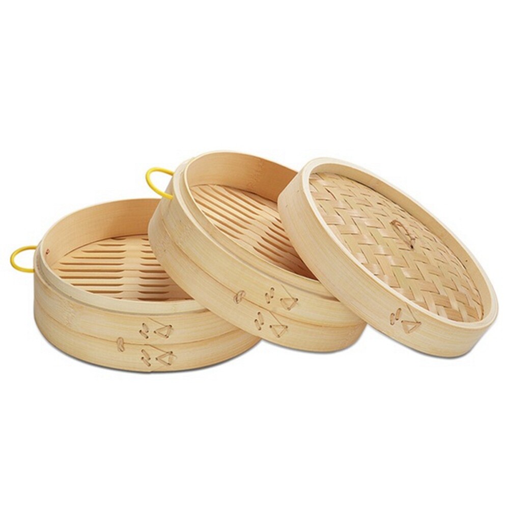 CILL Dumpling Wooden Fish with Handle Buns Making Cookware Cover Cage Kitchen Tool Bamboo Steamer Basket