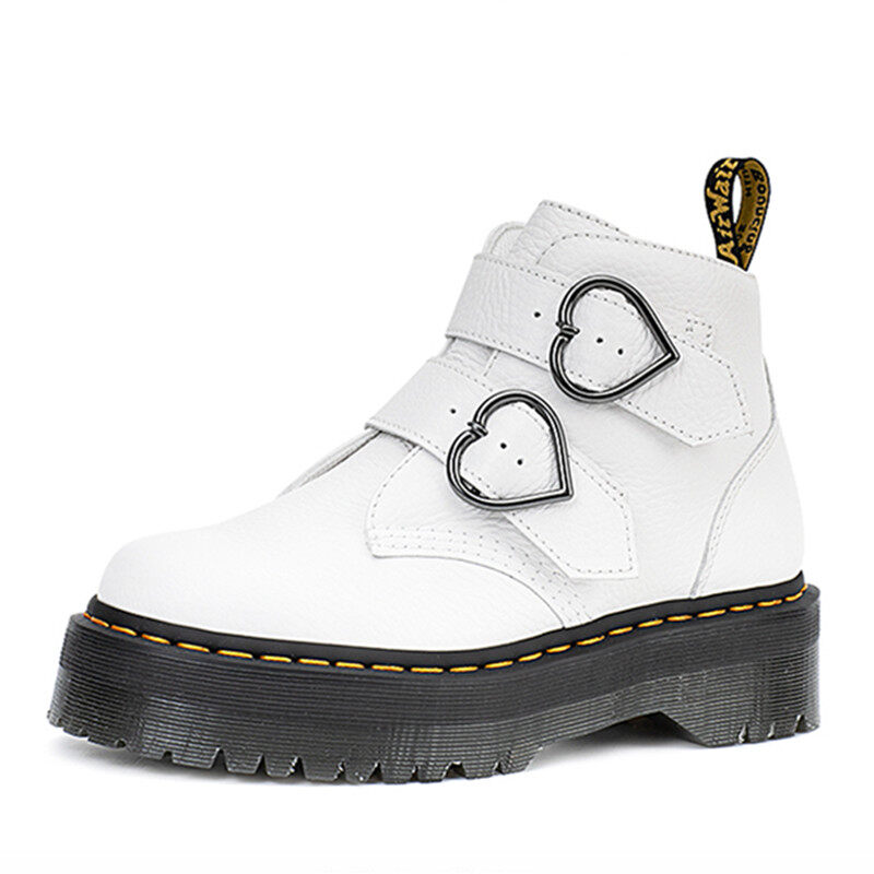 Size 35-41 Chunky Motorcycle Dr Martens Boots For Women Autumn 2022 Fashion Round Toe Lace-up Combat Boots Ladies Shoes