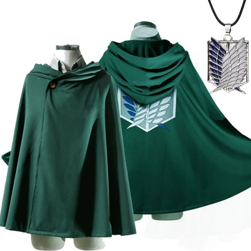 Attack On Titan Costume Anime Cosplay Shingeki No Kyojin Hoodie Cloak Scout Legion Coat With Necklace figure Toy