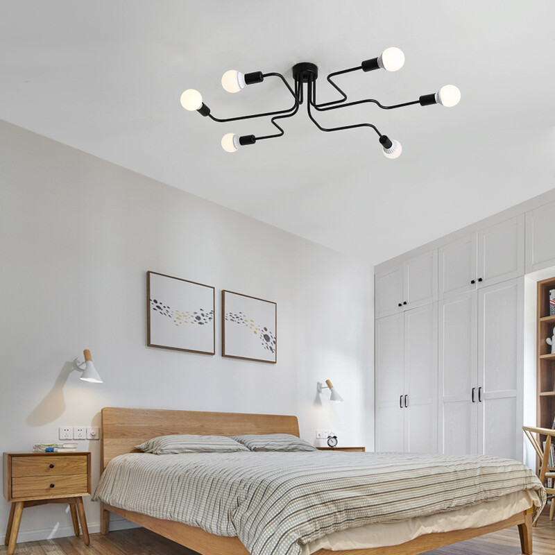 SUNMEIYI wrought iron cone Edison lighting fixture E27 screw 220V LED lights Southeast Asia voltage ceiling ceiling lamp for living room bedroom dining room Easy installation 3 years warranty