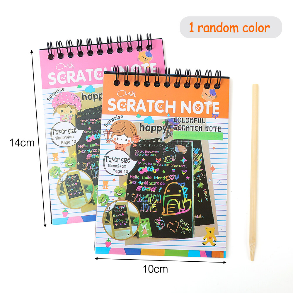 10Sheets Fun Magic Drawing Book Toy DIY Scratch Notebook Black