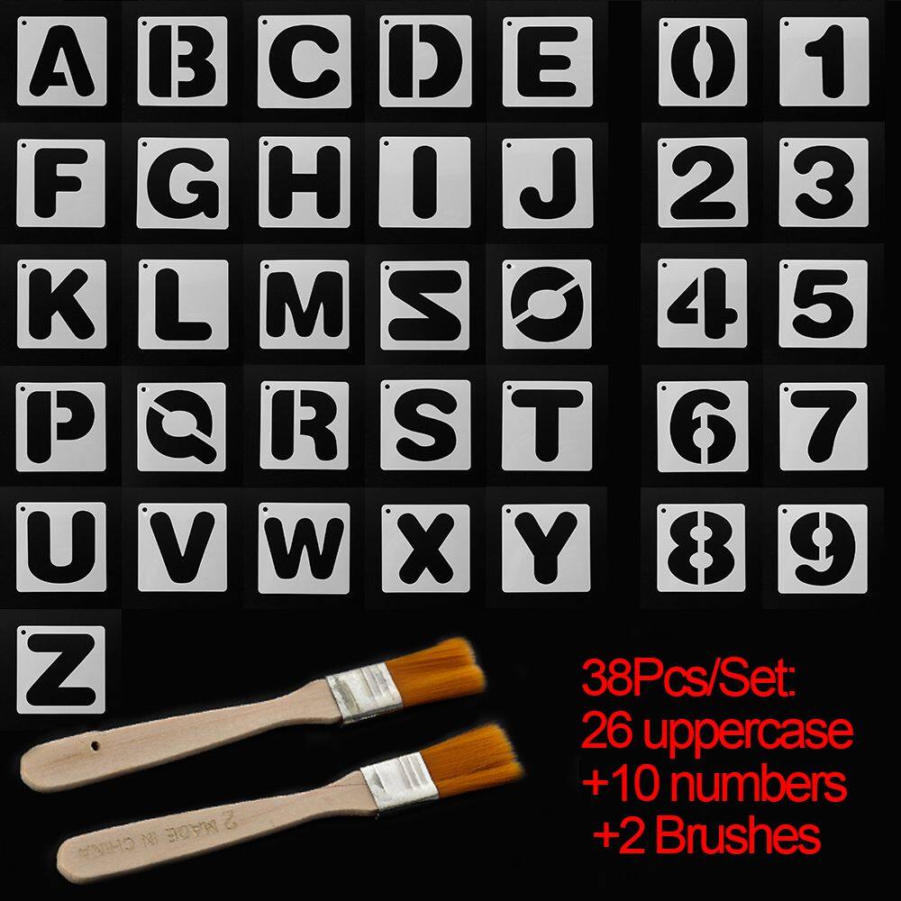 NWSJ 38Pcs/Set Craft Plastic Scrapbooking Paper Card ing Spray Number Layering Stencils Painting Letter Alphabet Number