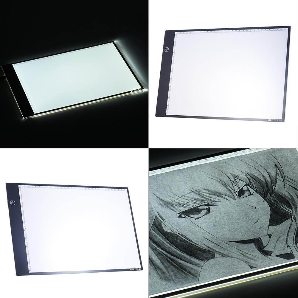 Portable A4 LED Light Box Drawing Tracing Tracer Copy Board Table Pad Panel Copyboard with 3-mode Brightness Black Edge Scale for Artist Animation Sketching Architecture Calligraphy Stenciling