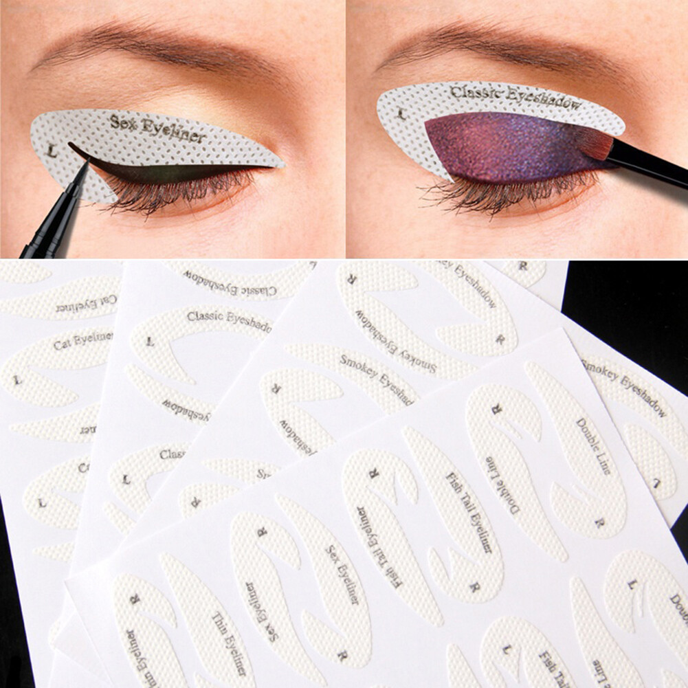 [HOBARTO]32Pcs Quick Eyeliner Stickier Stencils Cosmetic Eye Shadow Eyebrow Makeup Tool