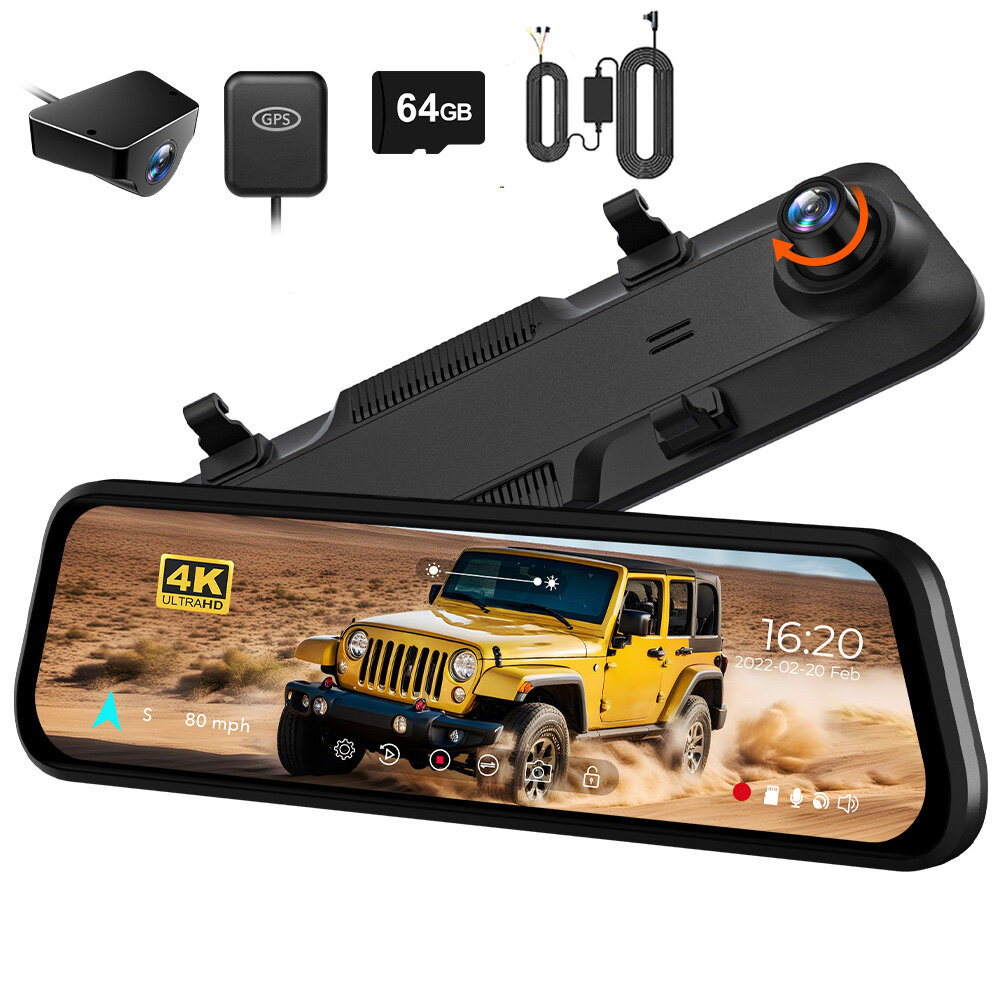 Car Vantop H612t Camera Vantop H612T 4K Mirror Dash Cam With Front - Main Image