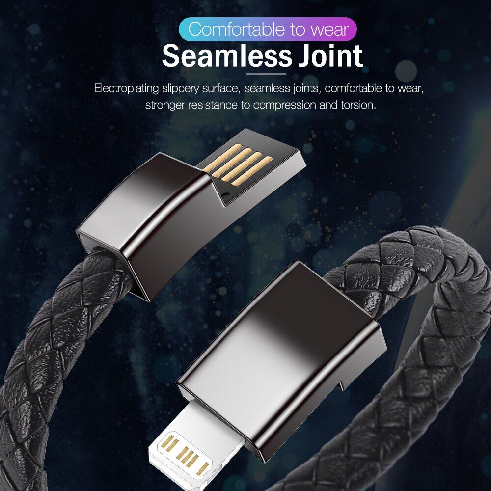 Short USB Data Cable For iPhone 13 14 12 11 Pro Max X Leather Bracelet Charger Cable for Micro USB Type C Portable Fast Charging USB Cord Wire, Data Transfer.