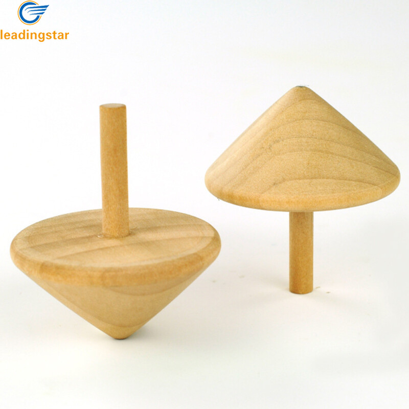 LEADINGSTAR Children Wooden Spinning Top Toy Wood Gyro Classic Toy Learning Educational Toy