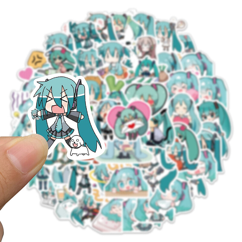 Skinye Kawayi Cute 65Pcs Cartoon Hatsune Miku Graffiti Stickers Guitar Suitcase Laptop Decal Toy