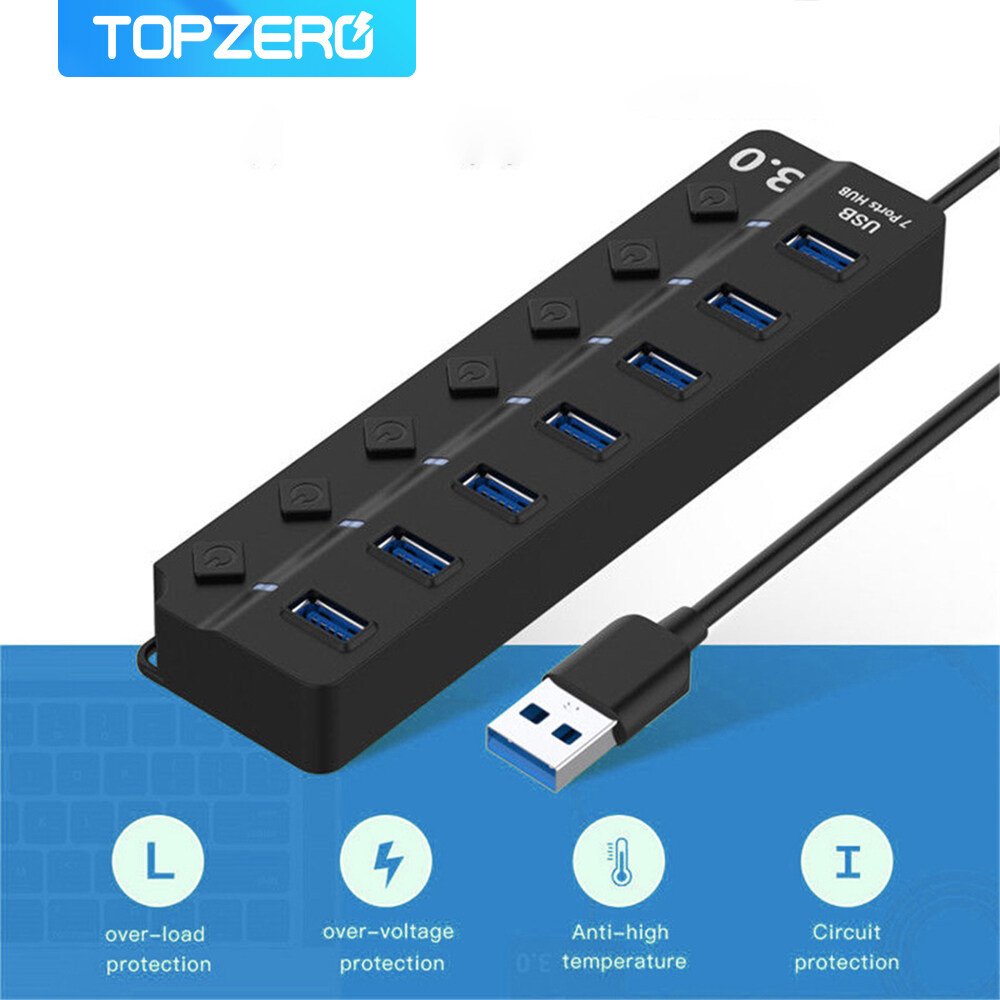TOPZERO Bộ Chia USB 3.0 7 Trong 1 Bộ Chia USB 3.0 Bộ Chia USB Đa Năng Bộ