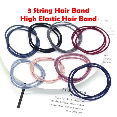 High Elastic 3 String Hair Band Hair Tie Rubber Band Getah Rambut Hairtie Rubberband Hairband Hair Rubber band