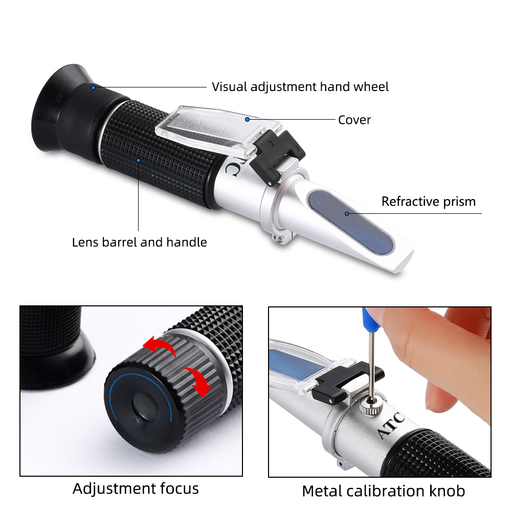 Handheld Salinity Refractometer 0-100‰ 1.000-1.070SG Auto Temp Compensation Salinity Tester for Seawater Aqaurium Fishkeeping