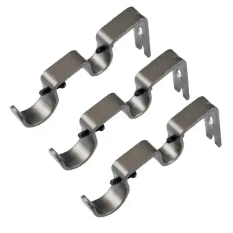 Blesiya Set Of 3 Double Curtain Rod Bracket Holder Sturdy Steel
