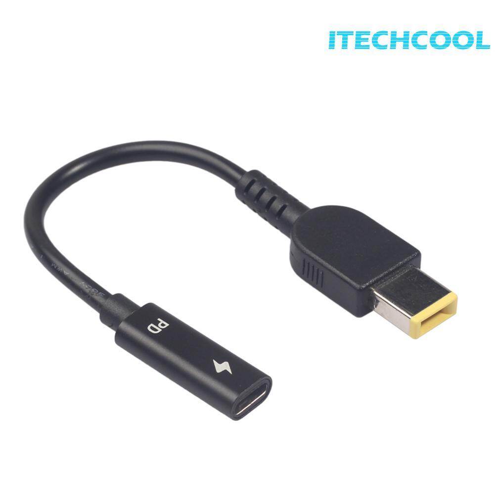 Type-C Female to Square DC Male Plug PD Charging Cable for Lenovo Thinkpad