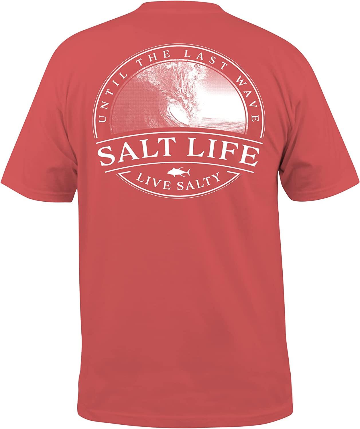 Salt Life Men's Last Wave Short Sleeve Crew Neck Tee Fishing Shirts High  Performance Fishing Shirts Sun Protection UPF50+