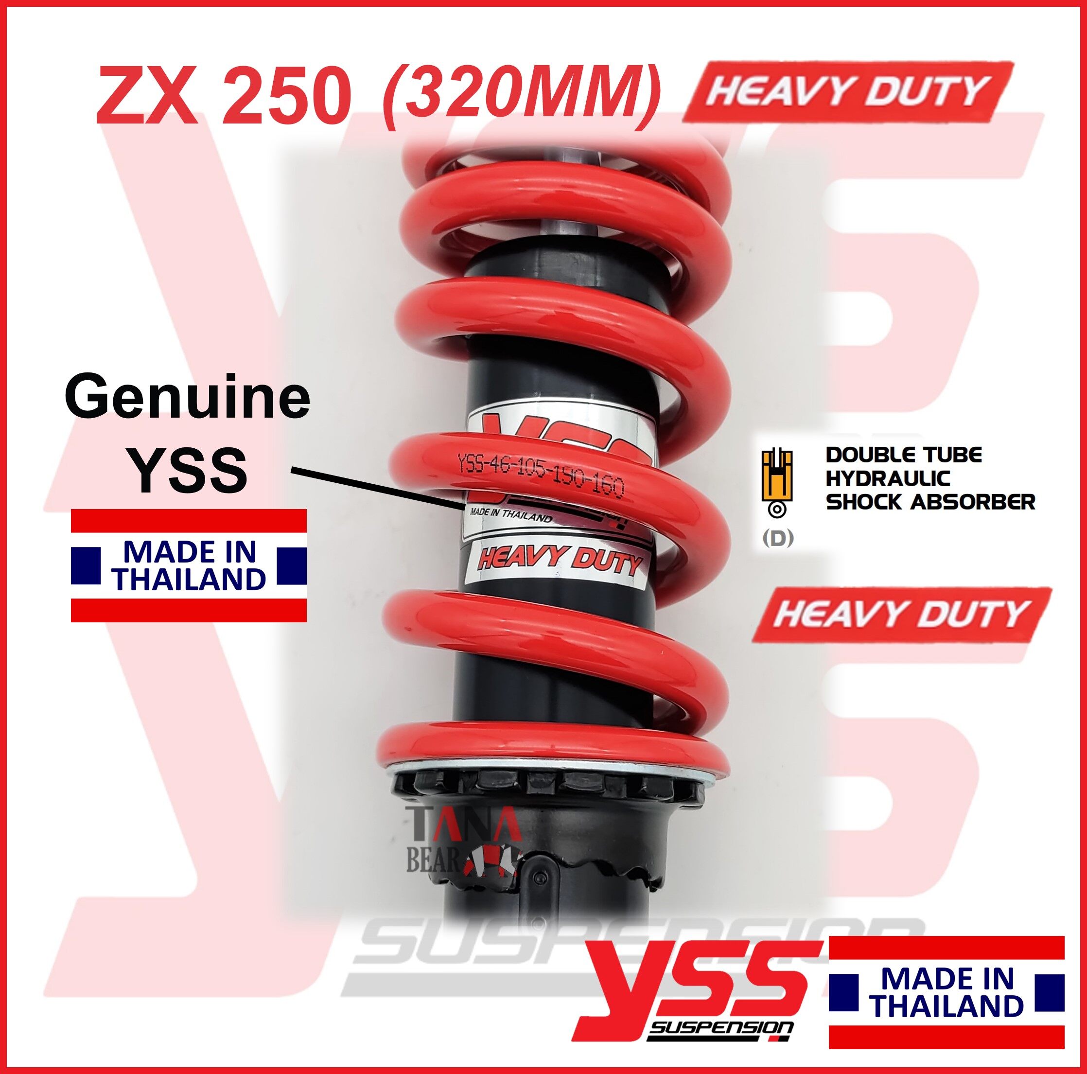 YSS NINJA ZX250 (320MM) HEAVY DUTY adjustable absorber monoshock