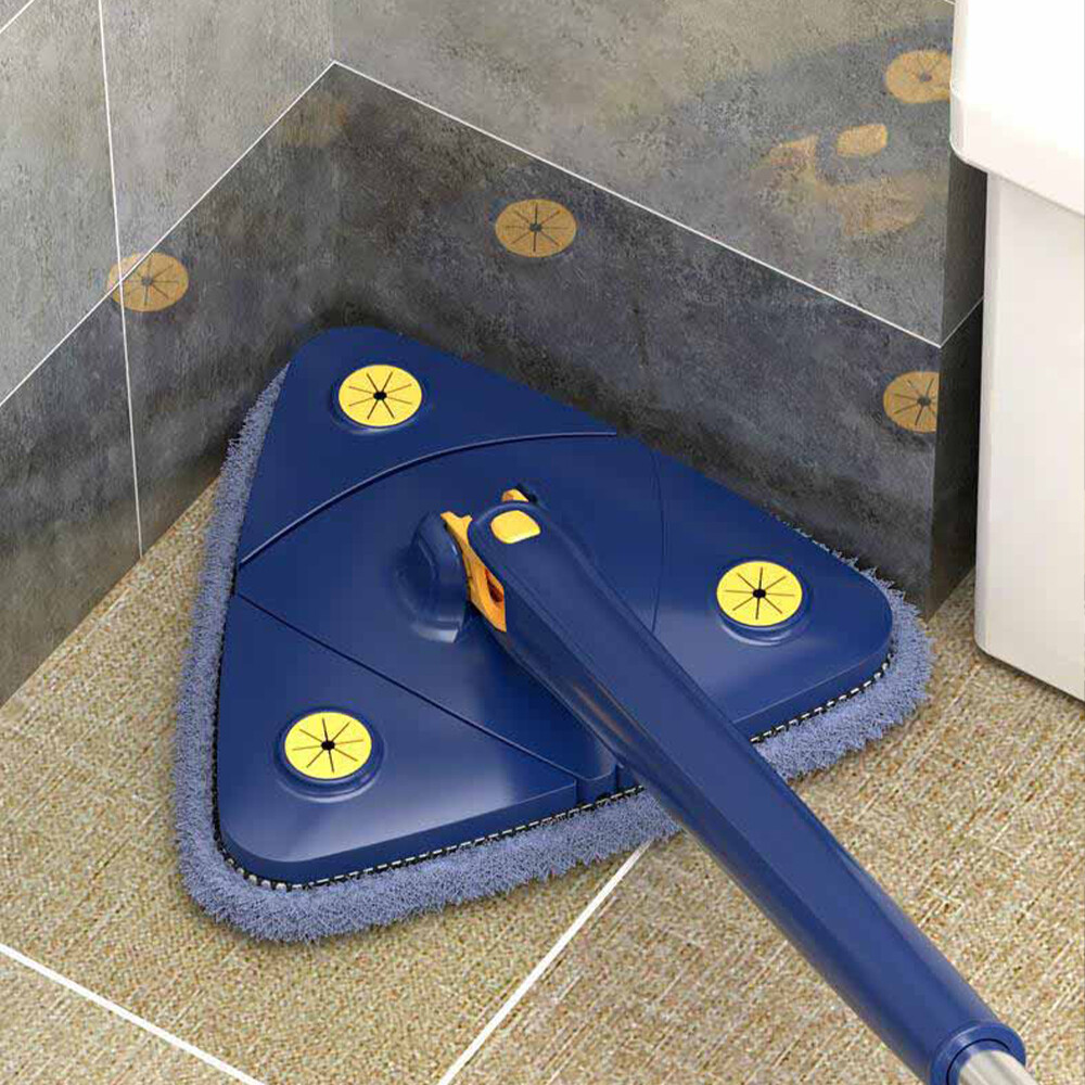 Làm sạch tam giác quay lau 360 ° Microfibre đầu tay kéo và dễ dàng để thoát 130cm dài cây lau nhà dụng cụ lau nhà lười tự khô sàn phòng tắm tường cửa sổ làm sạch bụi hộ gia đình dụng cụ làm sạch