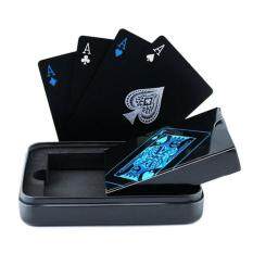 Bài poker màu đen bằng nhựa PVC mờ chống nước với kiểu đóng gói ma thuật cổ điển K401 – INTL
