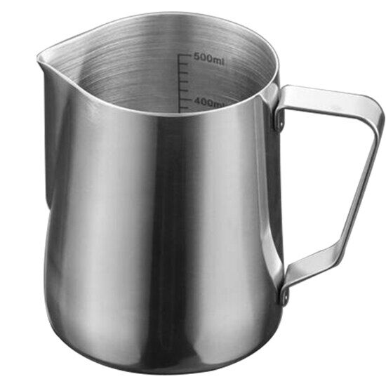 KONCO 350/600ml With measure Scale Espresso Coffee Milk Frothing Pitcher Stainless Steel jug Creamer Macchiato Cappuccino Latte Art Maker Pitcher Cup