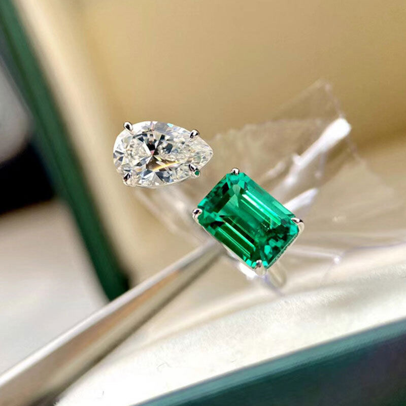 Ngọc Lục Bảo mô phỏng Tourmaline công chúa vuông khí Nhẫn mở nhẫn nữ