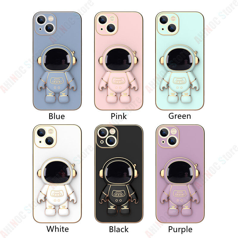 Astronaut Holder Phone Case For OPPO A55 Luxury Electroplated Soft TPU Case + Bracket